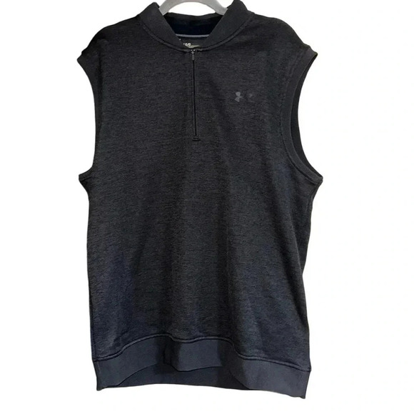 Under Armour Black Sleeveless Fleece Lined Sweatshirt Vest Size Large - Picture 1 of 8